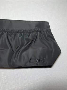 DK DONNA KARAN COSMETICS Black Satin Zip Pouch cosmetic bag. New.